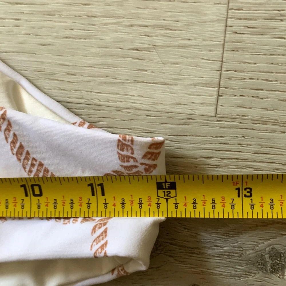 We Wore What Emily High Waisted Belted Bikini Bottom Rope Camel‎ White Medium